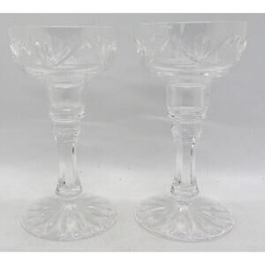 Set of 2 Atlantis Crystal 5 3/4" Tall Candlestick Holders Pineapple Design